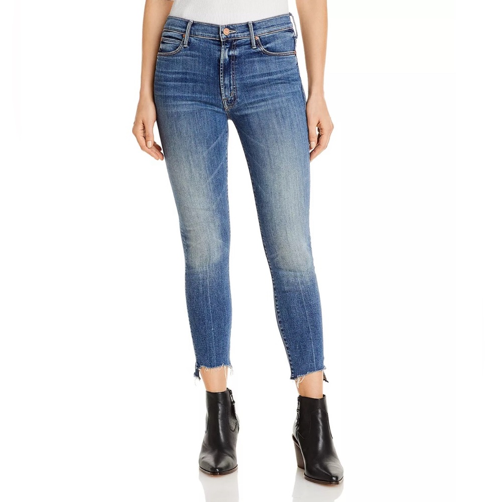 Mother Jeans Stunner Zip Ankle Step Fray